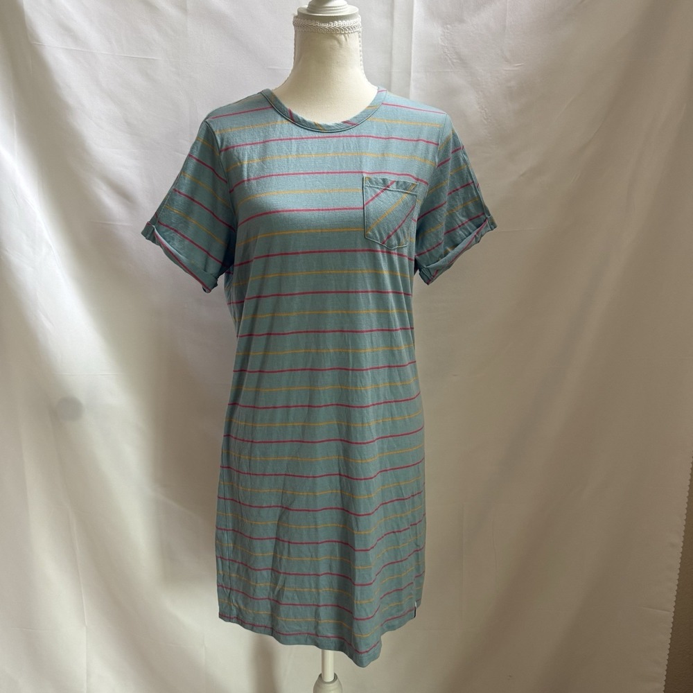 Smartwool Women Merino 150 Short Sleeve Dress Blue Stripe Size S Gorpcore